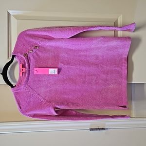 Purple Lilly Pulitzer sweater with gold buttons, size XS, $50